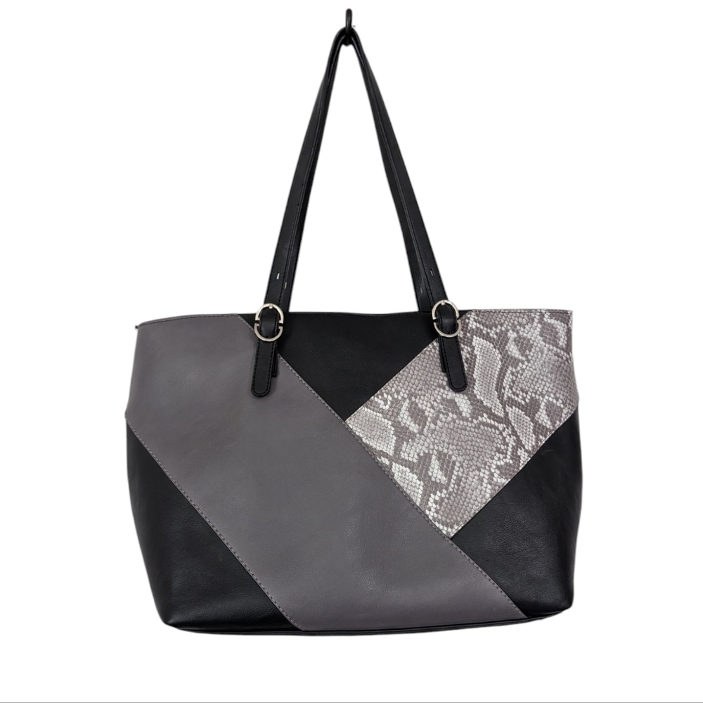 Alfani Faux Leather Snake Print Color Block Large Tote Purse